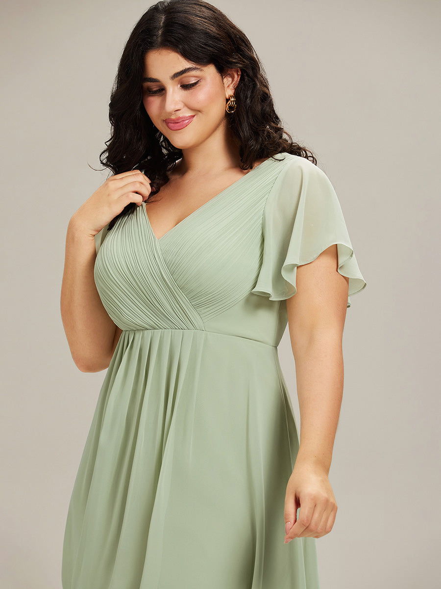 Elegant V-Neck Flowy Wedding Guest Dress