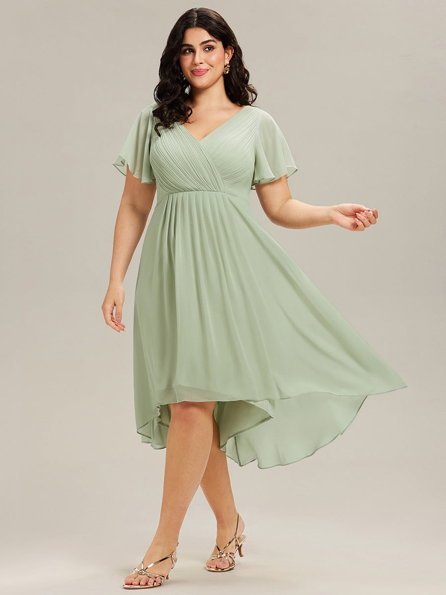Elegant V-Neck Flowy Wedding Guest Dress