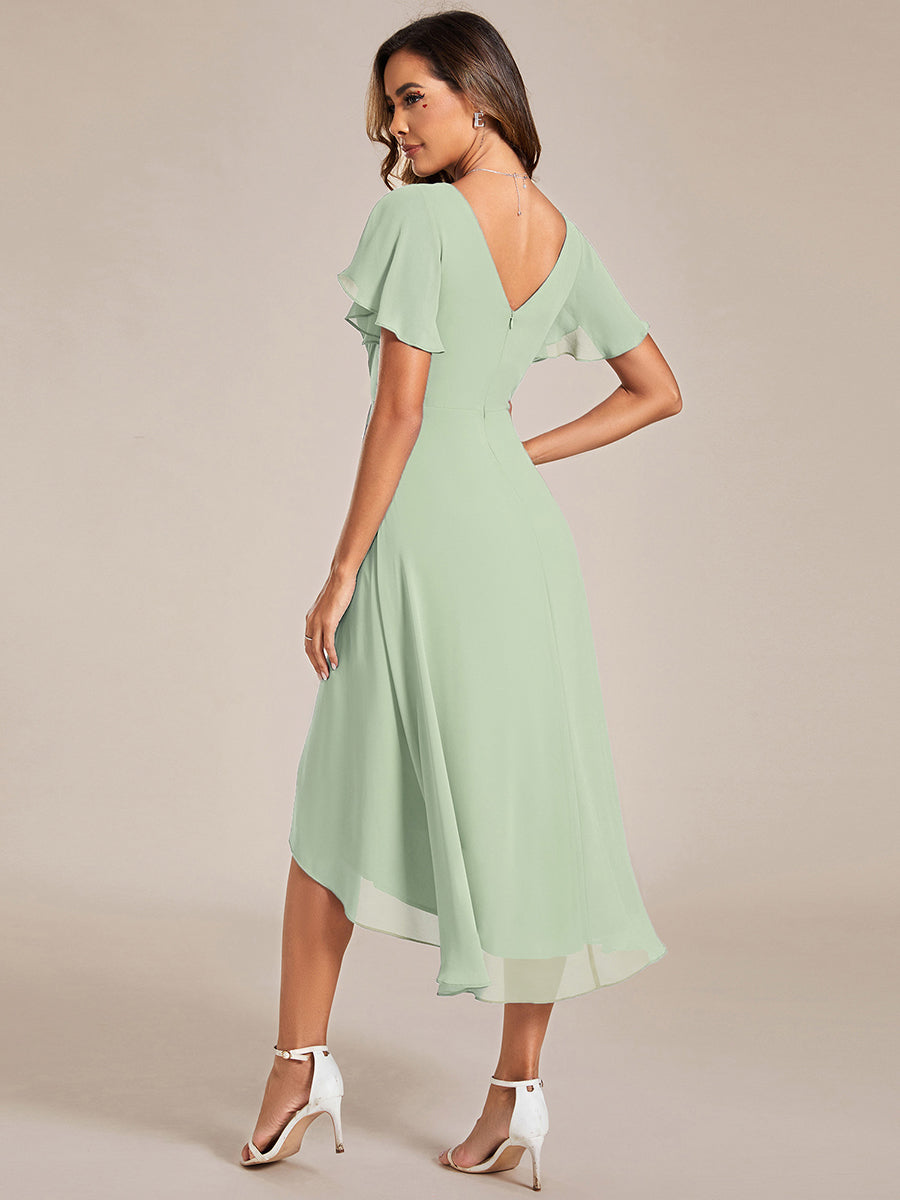 Elegant V-Neck Flowy Wedding Guest Dress