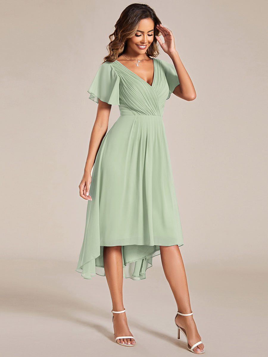 Elegant V-Neck Flowy Wedding Guest Dress