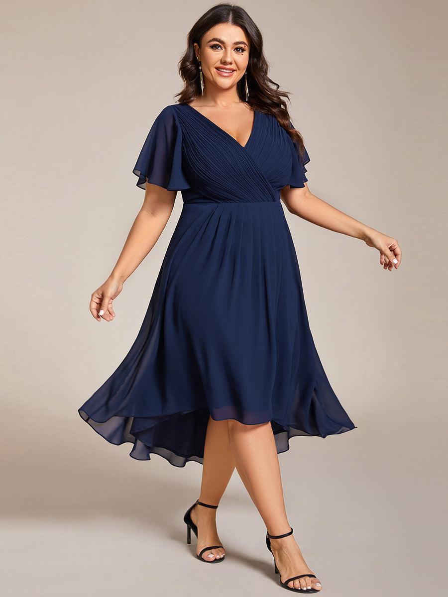 Elegant V-Neck Flowy Wedding Guest Dress