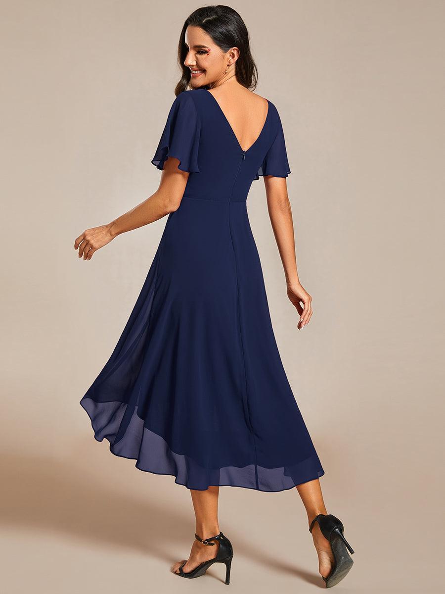Elegant V-Neck Flowy Wedding Guest Dress