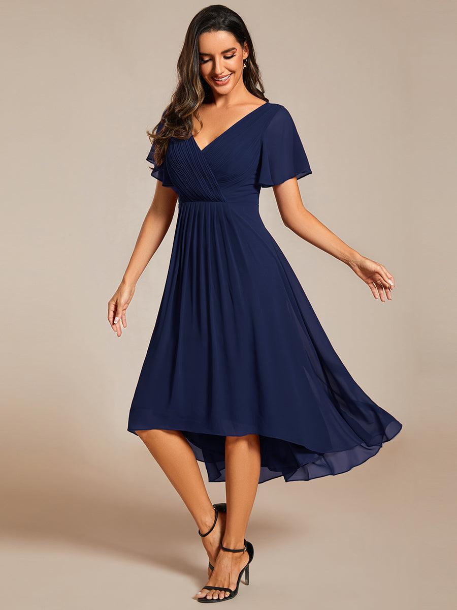 Elegant V-Neck Flowy Wedding Guest Dress