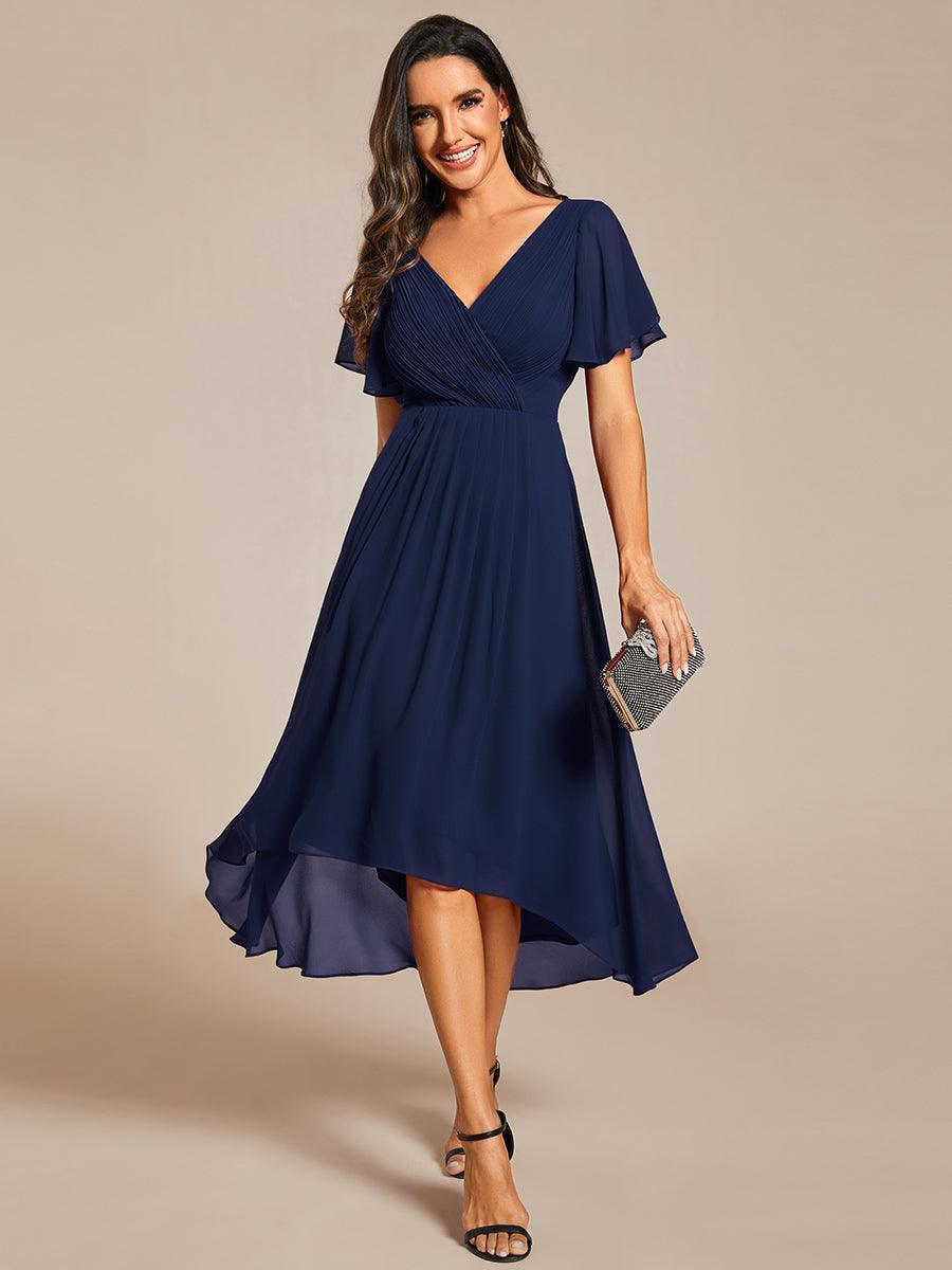 Elegant V-Neck Flowy Wedding Guest Dress
