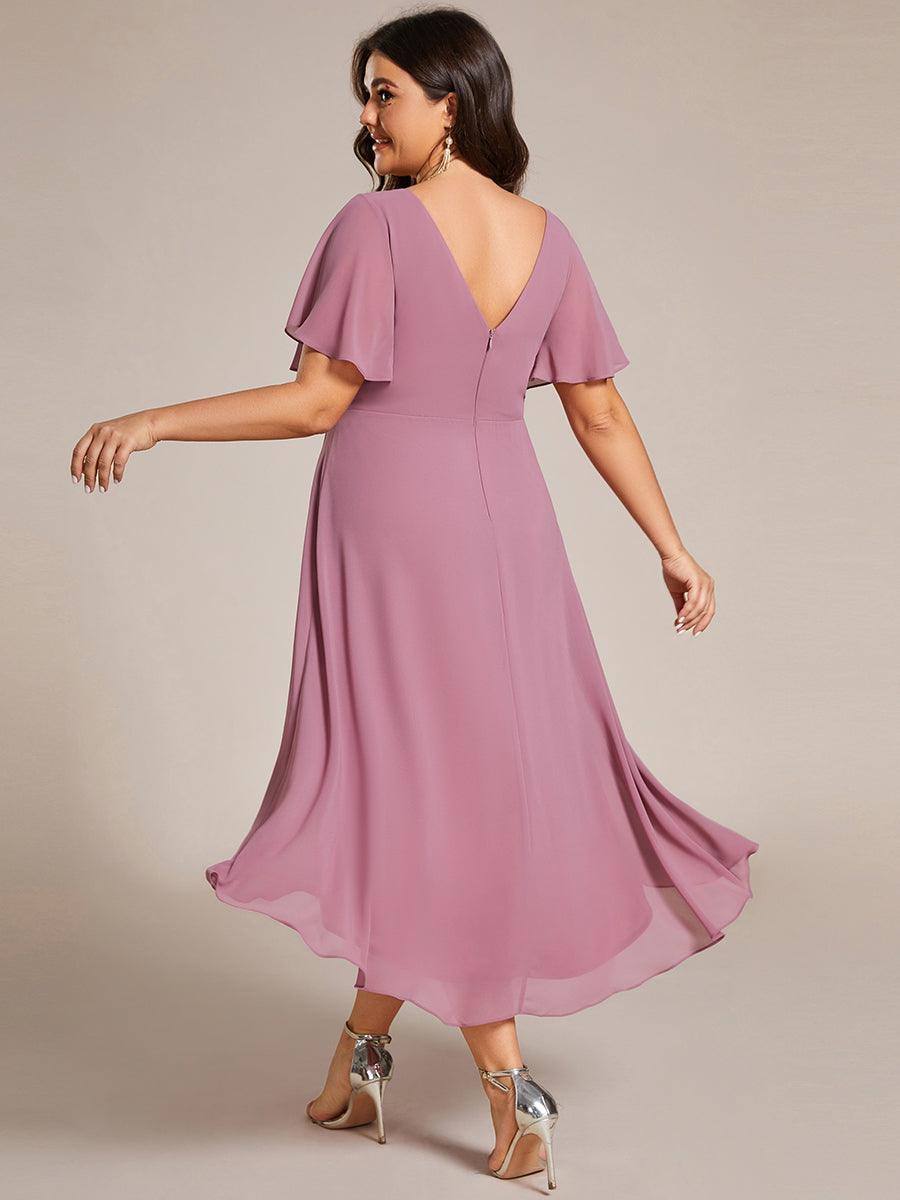 Elegant V-Neck Flowy Wedding Guest Dress
