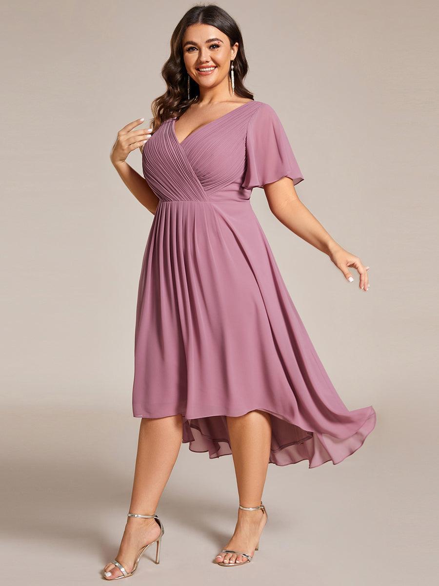 Elegant V-Neck Flowy Wedding Guest Dress