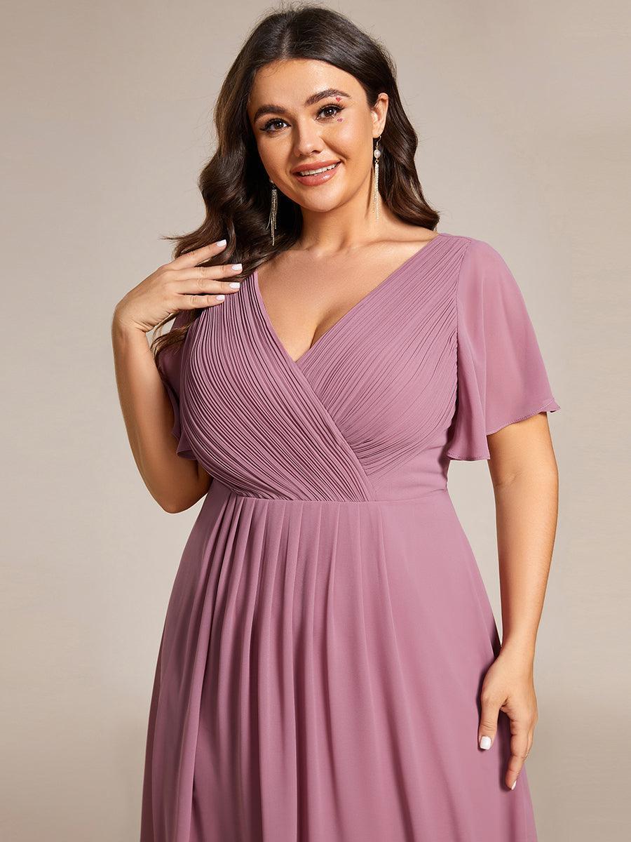 Elegant V-Neck Flowy Wedding Guest Dress