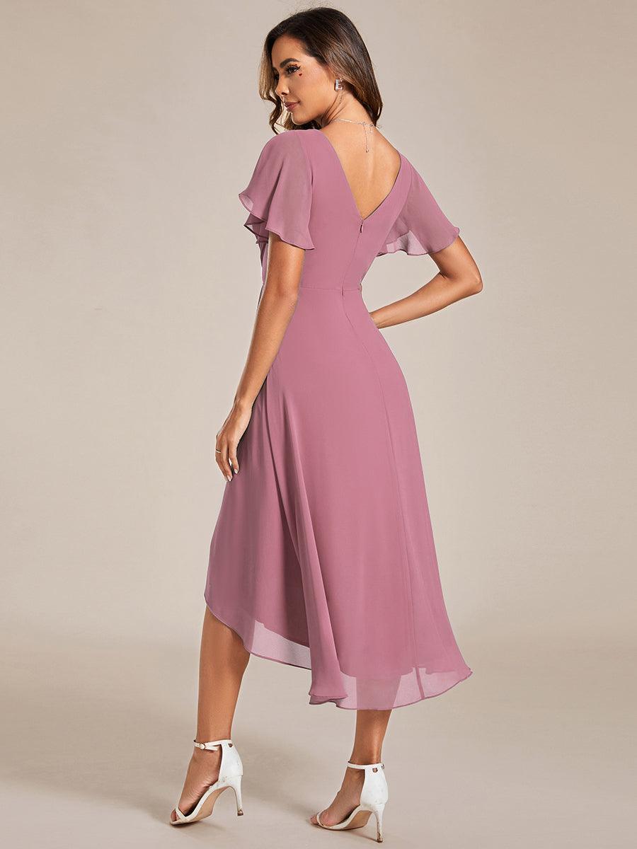 Elegant V-Neck Flowy Wedding Guest Dress