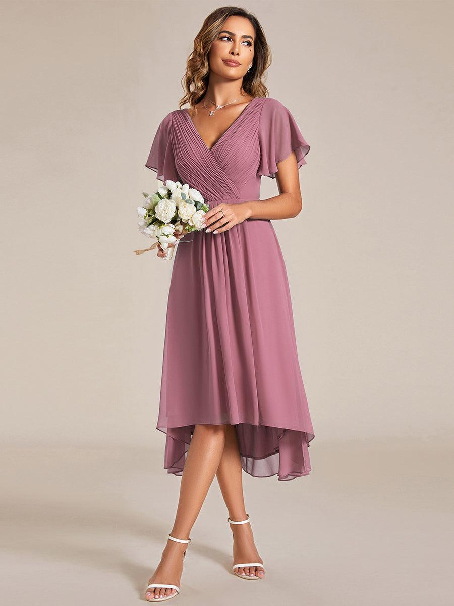 Elegant V-Neck Flowy Wedding Guest Dress