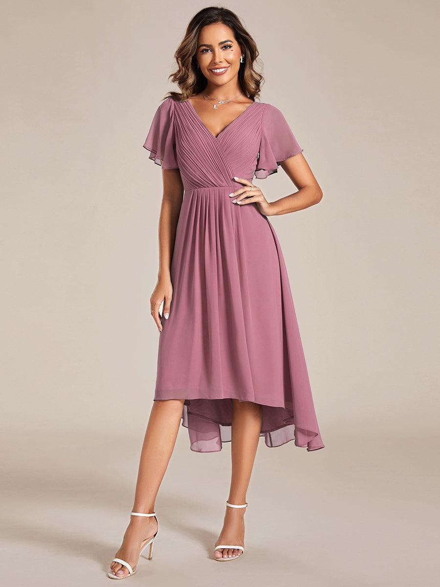 Elegant V-Neck Flowy Wedding Guest Dress