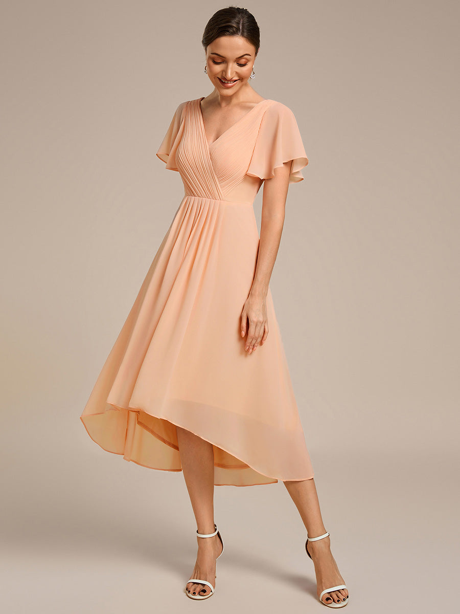 Elegant V-Neck Flowy Wedding Guest Dress