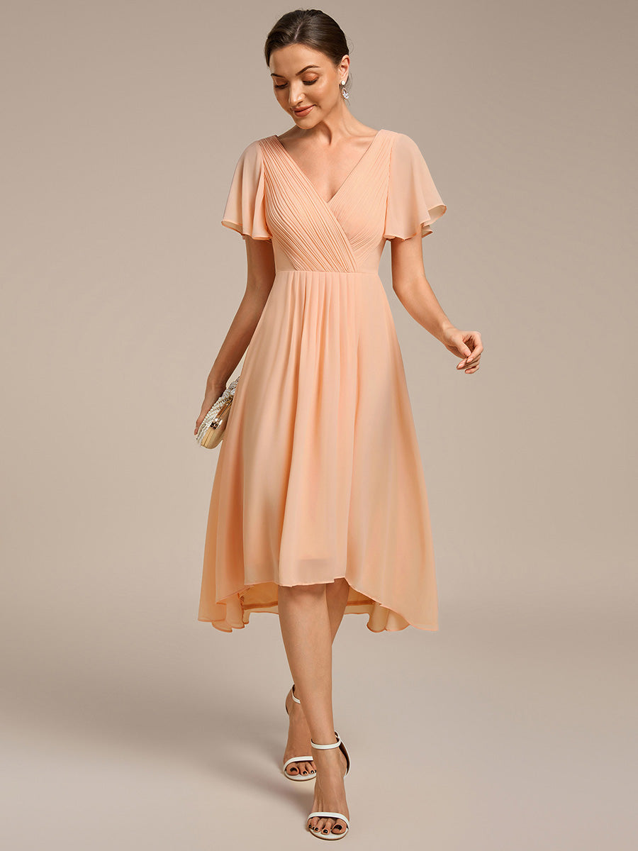 Elegant V-Neck Flowy Wedding Guest Dress