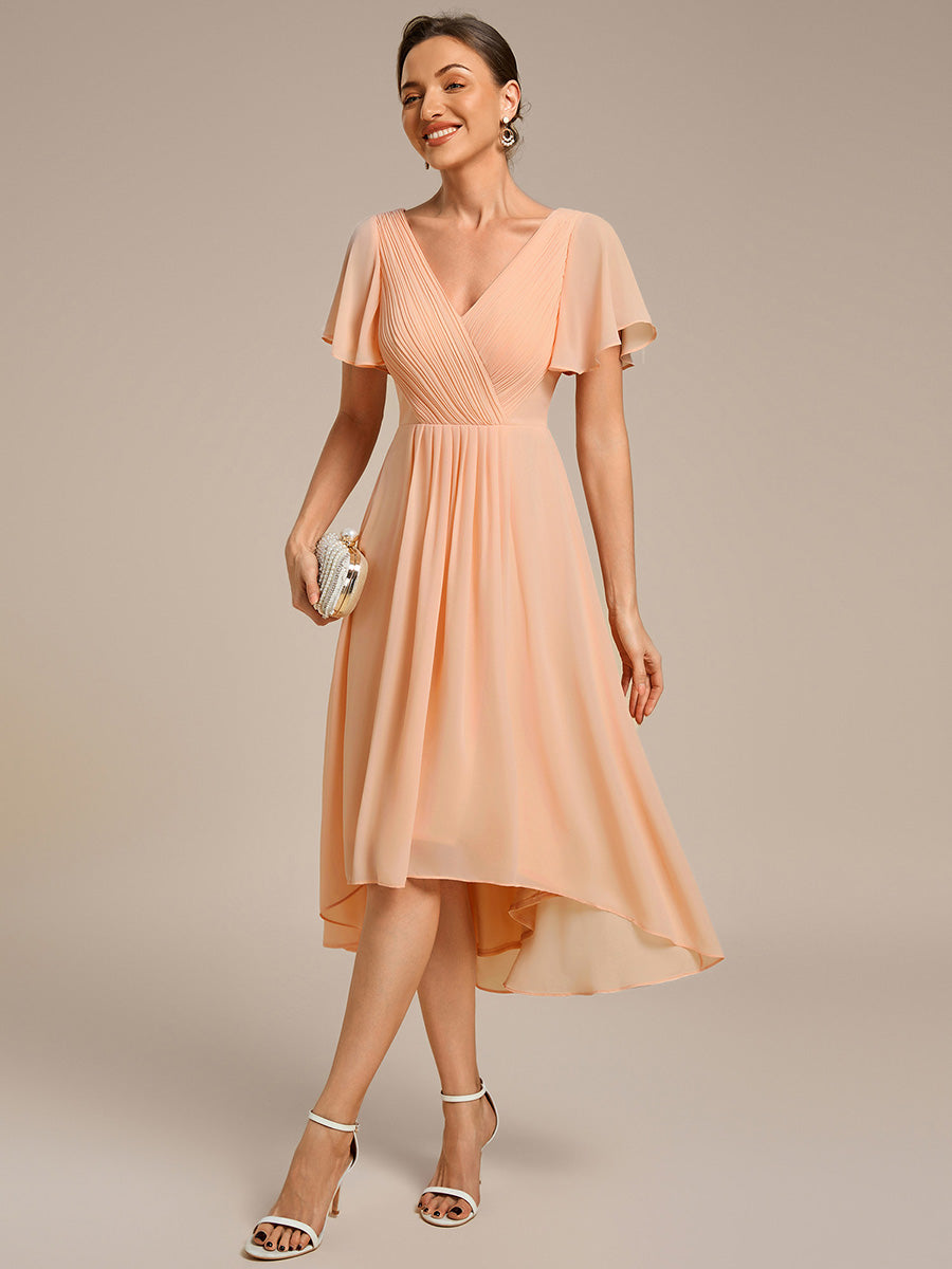 Elegant V-Neck Flowy Wedding Guest Dress