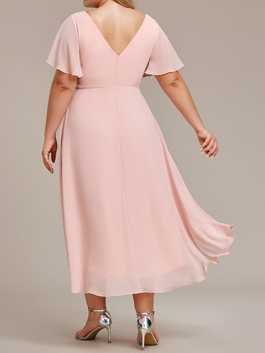 Elegant V-Neck Flowy Wedding Guest Dress