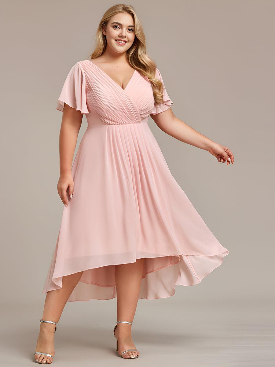 Elegant V-Neck Flowy Wedding Guest Dress