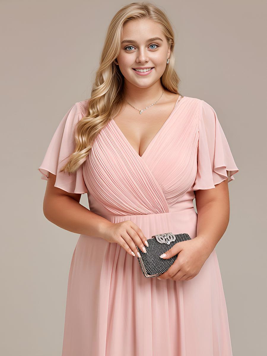 Elegant V-Neck Flowy Wedding Guest Dress