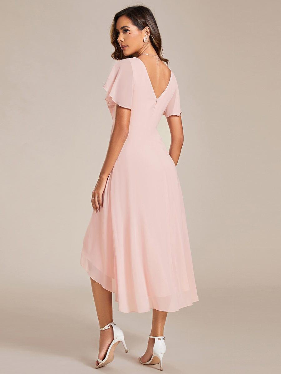 Elegant V-Neck Flowy Wedding Guest Dress