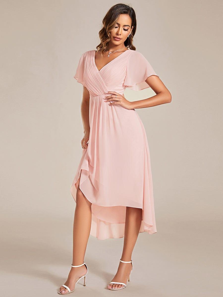 Elegant V-Neck Flowy Wedding Guest Dress