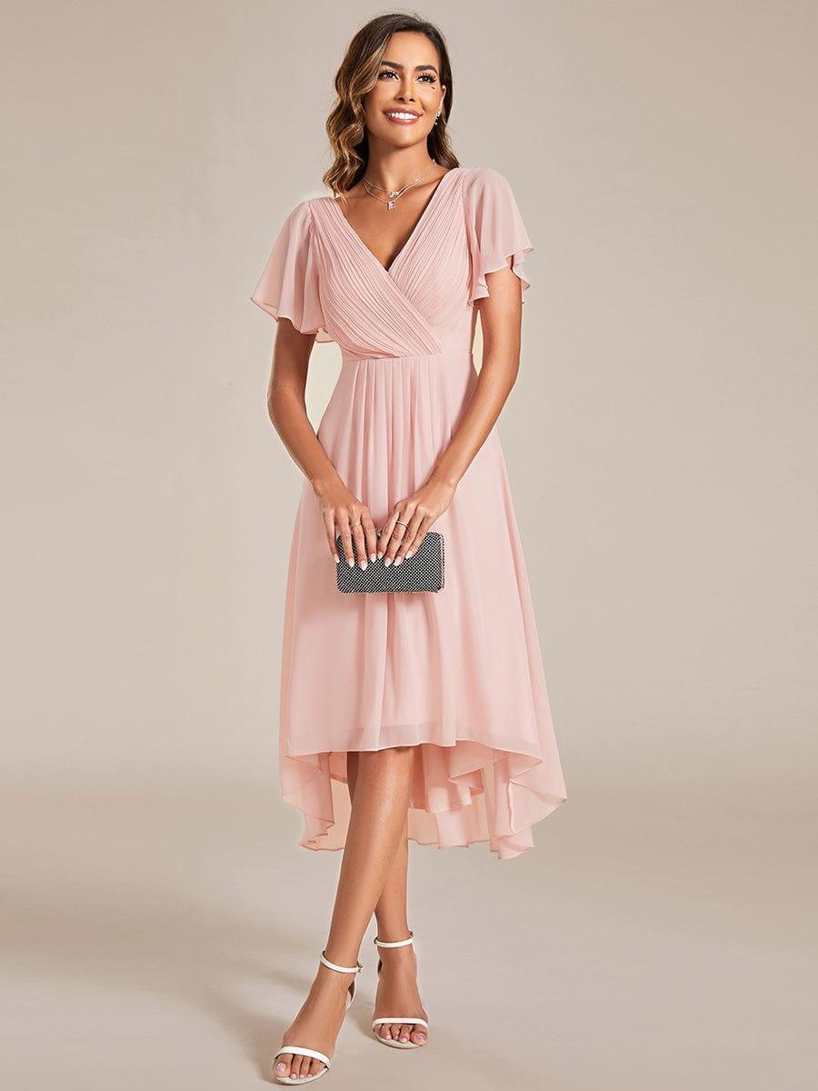 Elegant V-Neck Flowy Wedding Guest Dress