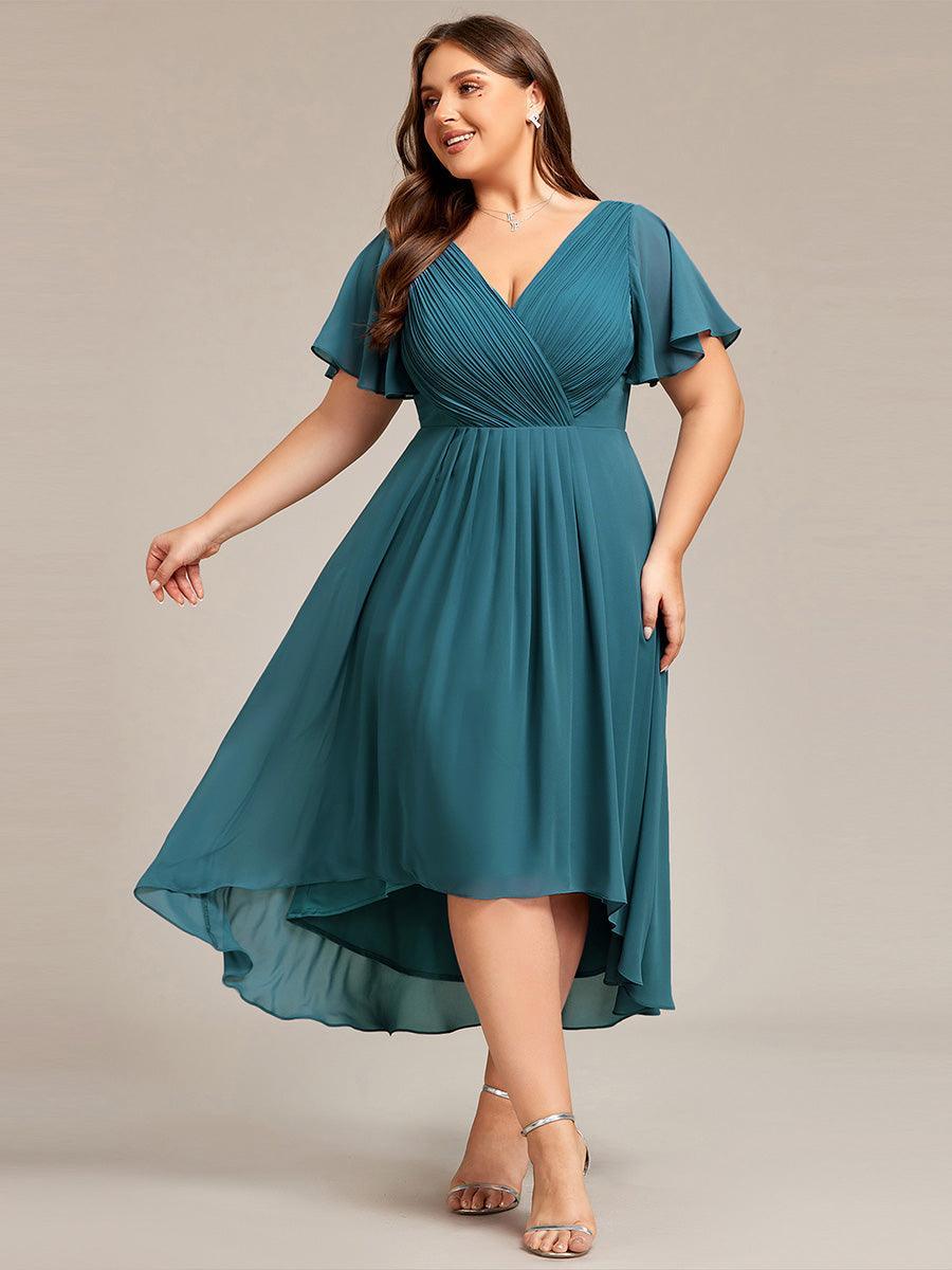 Elegant V-Neck Flowy Wedding Guest Dress