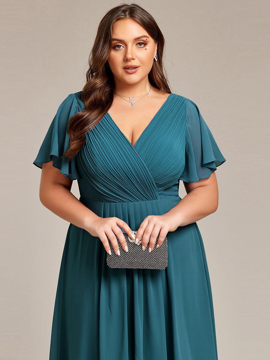 Elegant V-Neck Flowy Wedding Guest Dress