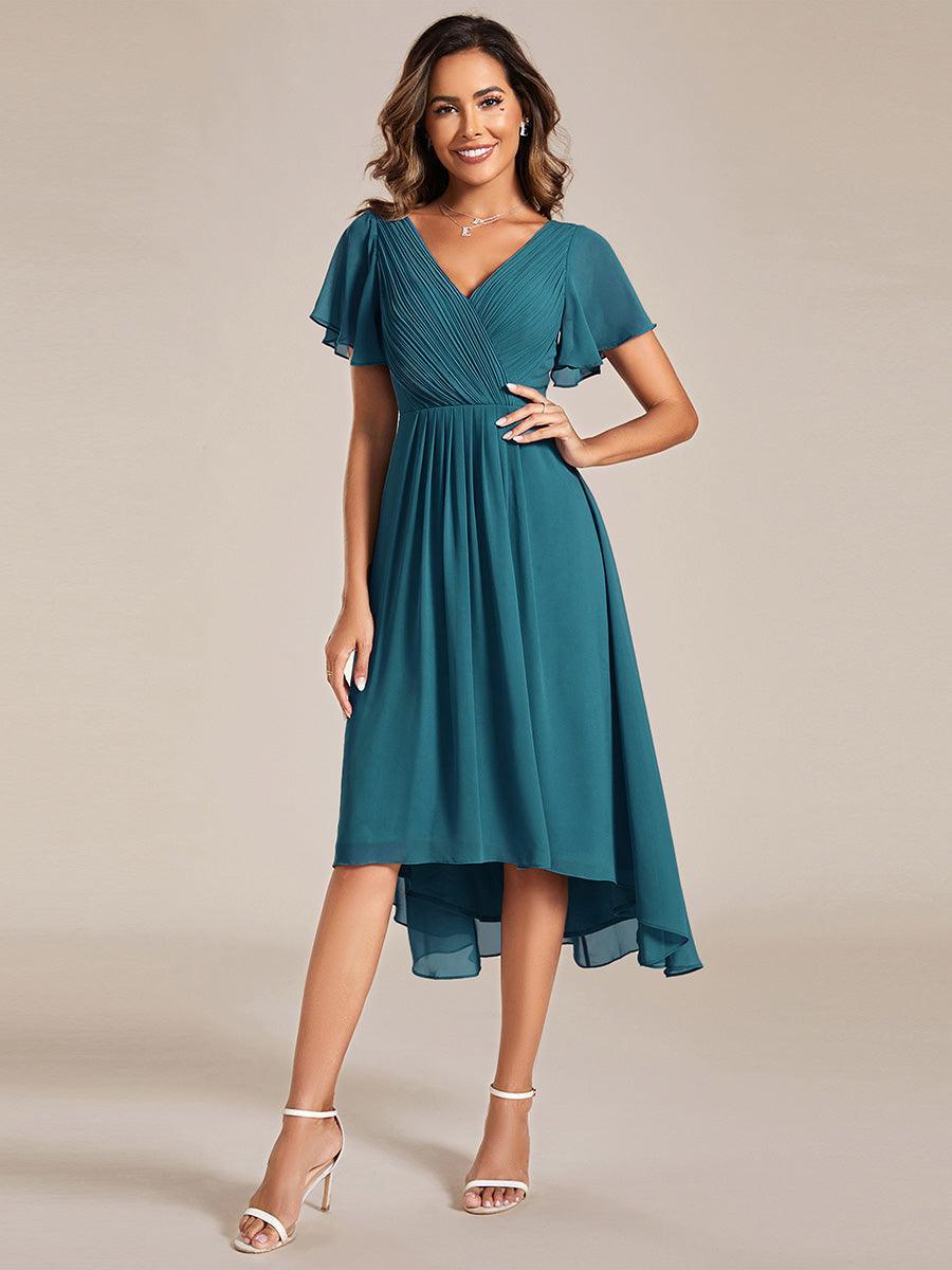 Elegant V-Neck Flowy Wedding Guest Dress