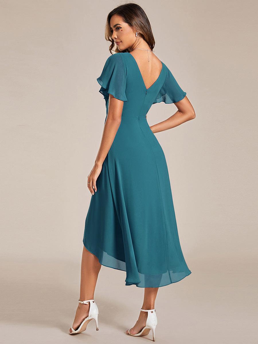 Elegant V-Neck Flowy Wedding Guest Dress