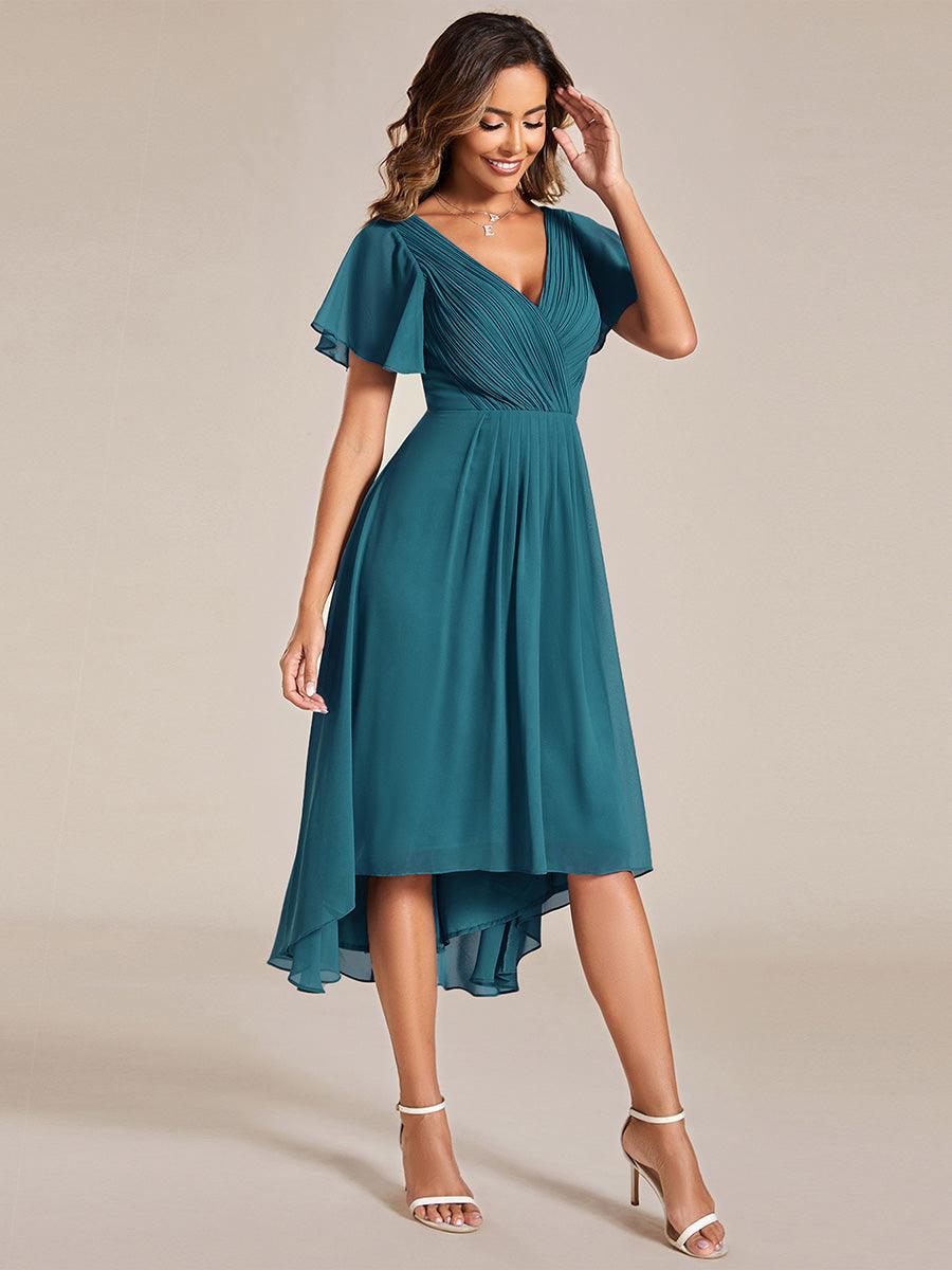 Elegant V-Neck Flowy Wedding Guest Dress