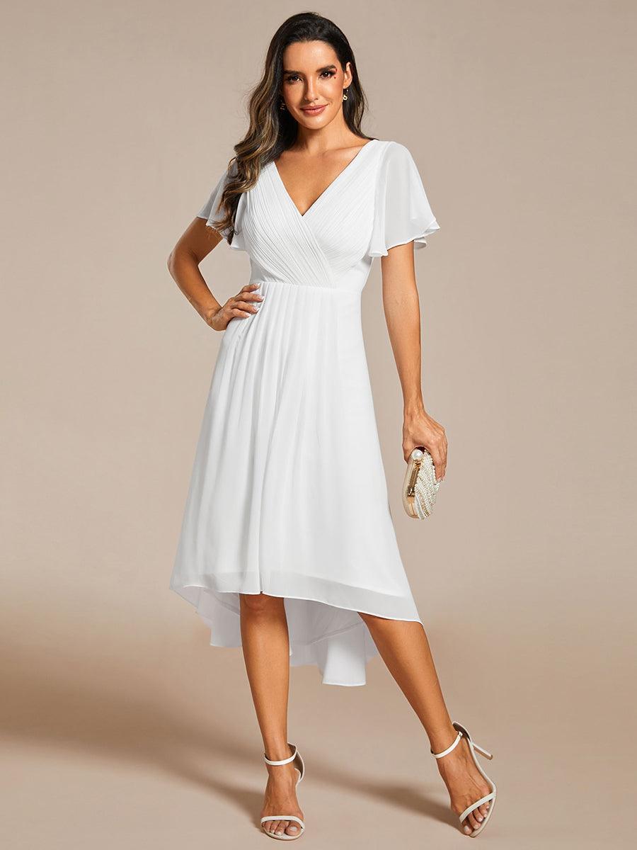 Elegant V-Neck Flowy Wedding Guest Dress