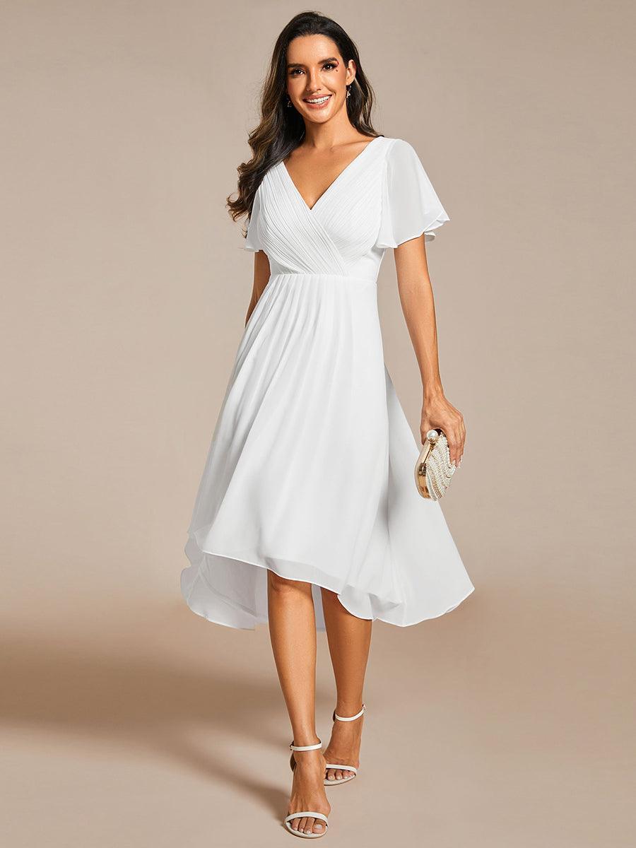 Elegant V-Neck Flowy Wedding Guest Dress