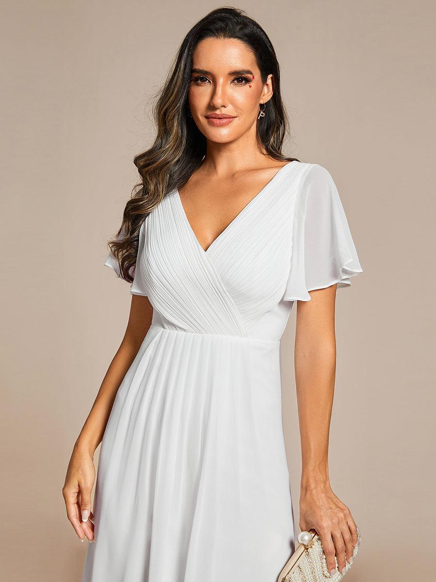 Elegant V-Neck Flowy Wedding Guest Dress