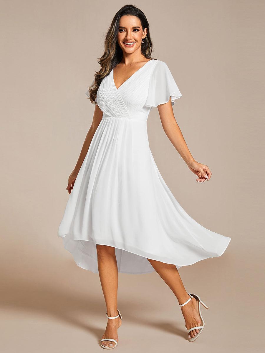 Elegant V-Neck Flowy Wedding Guest Dress