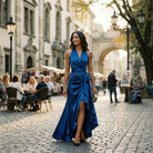 Elegant Satin Halter Gown for Wedding Guests and Formal Events