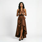 Elegant Satin Halter Gown for Wedding Guests and Formal Events