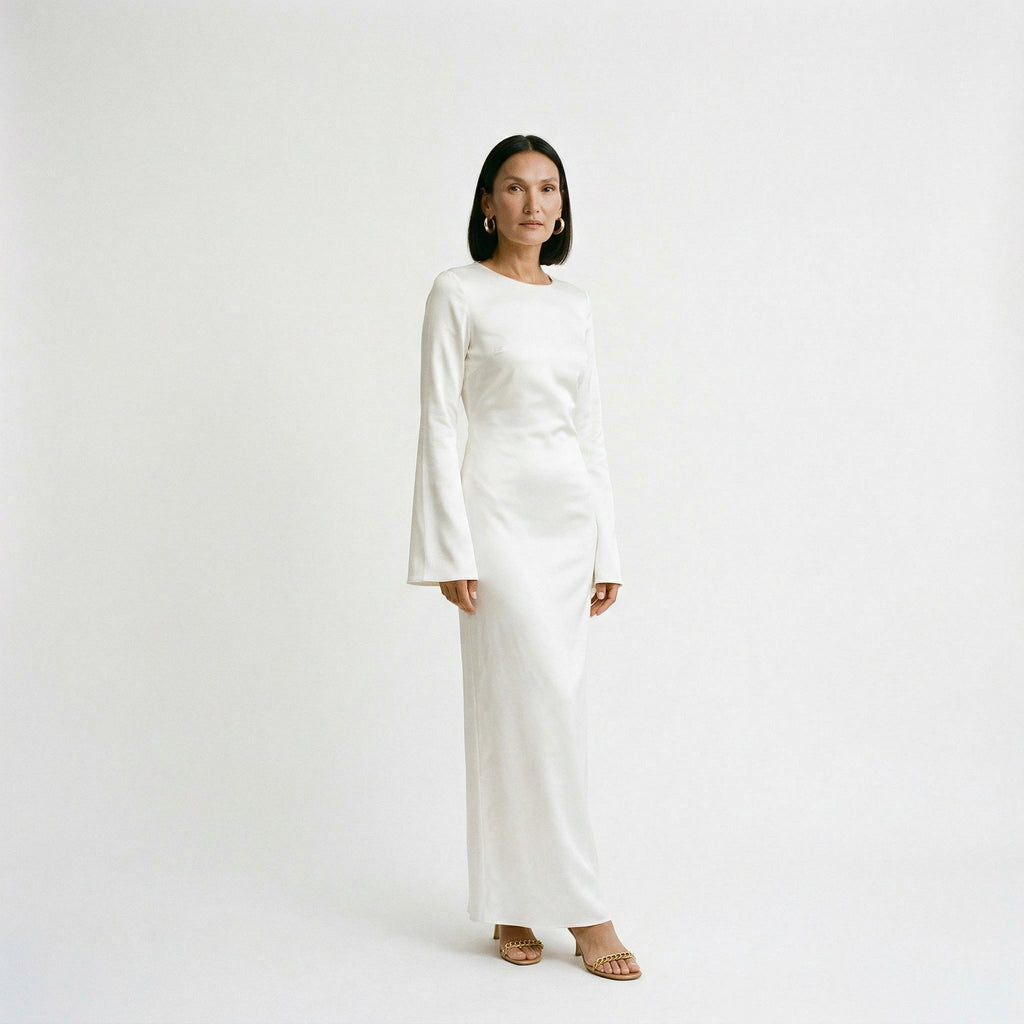 Elegant Womens Long Sleeve Maxi Dress with Tie Waist 5