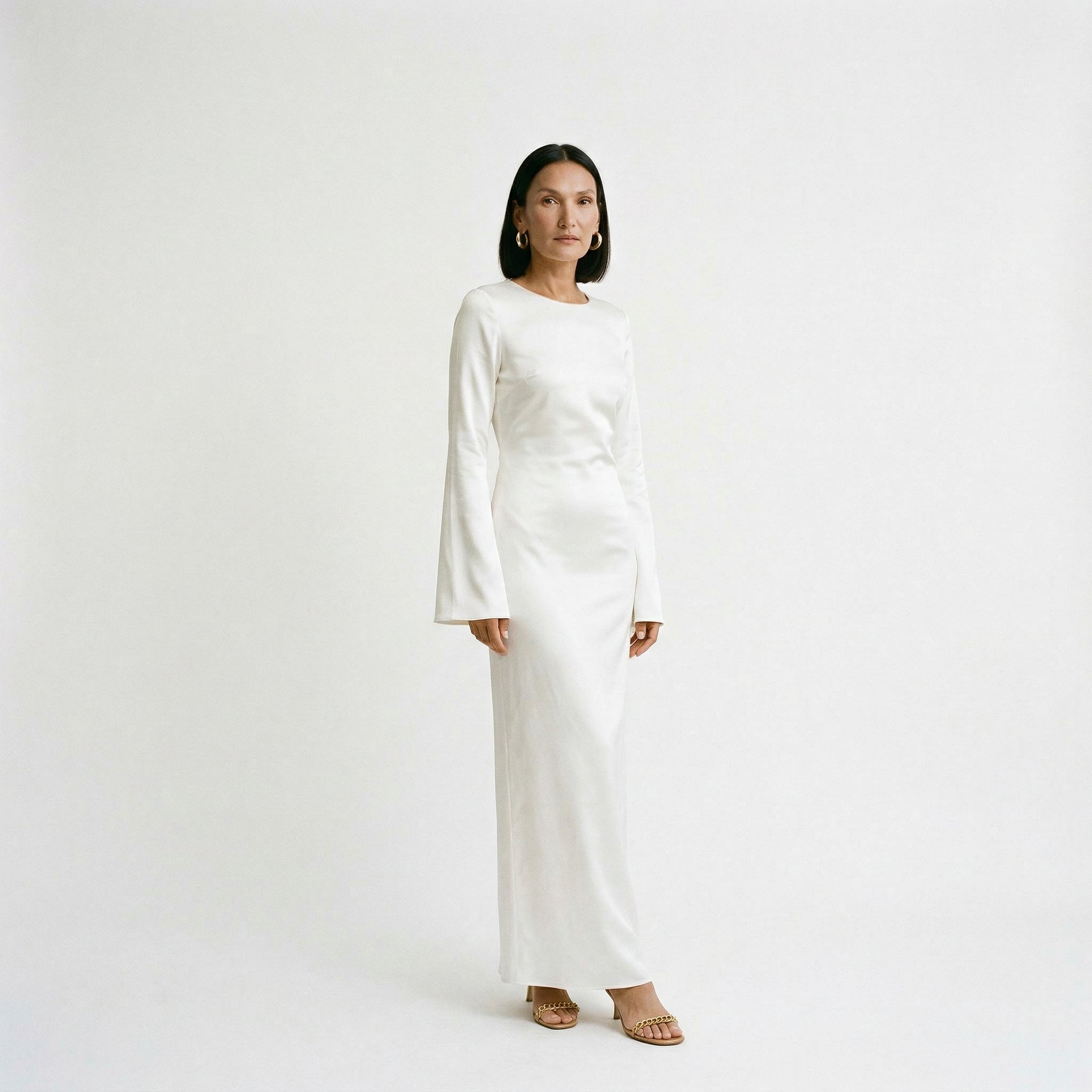 Elegant Womens Long Sleeve Maxi Dress with Tie Waist 5
