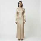 Elegant Womens Long Sleeve Maxi Dress with Tie Waist 6