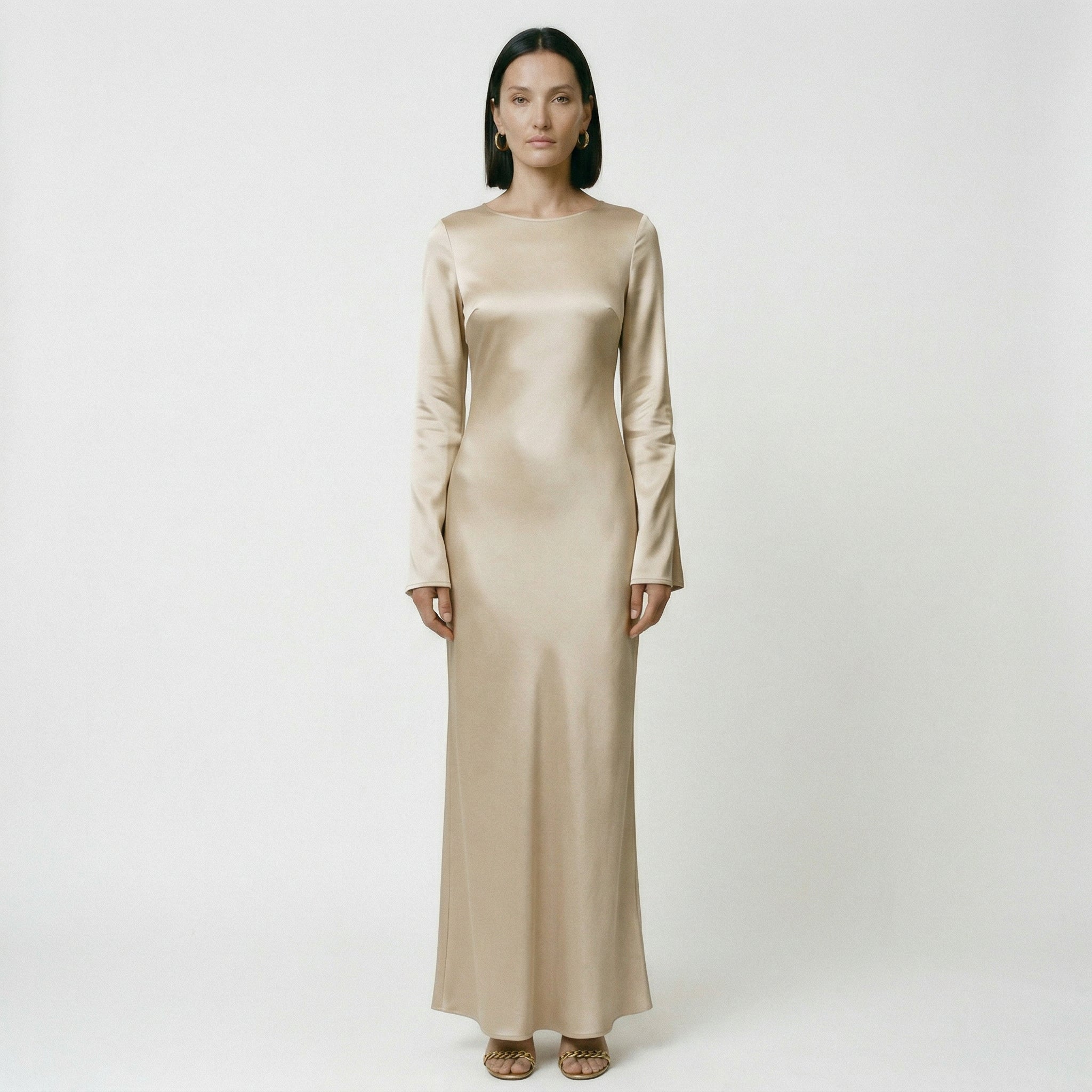 Elegant Womens Long Sleeve Maxi Dress with Tie Waist 6