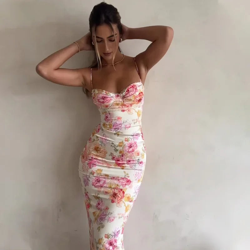 Elegant Floral Maxi Dress For Wedding Guests 1