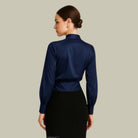 Elegant Silk Blouse With V-Neck Wrap Design 2