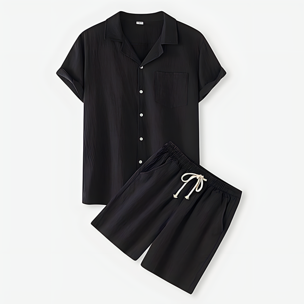 Men’s Two-Piece Button-Up Shirt and Shorts Set