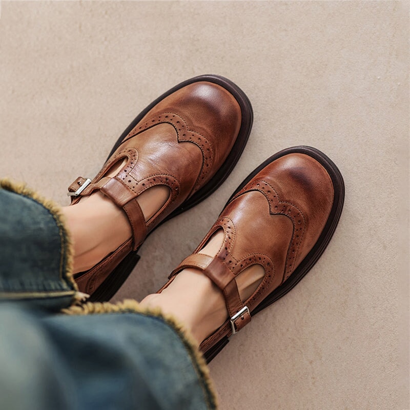 Elegant Vegan Leather Mary Jane Sandal with Cushioned Insole | Timeless Style for All-Day Comfort 1