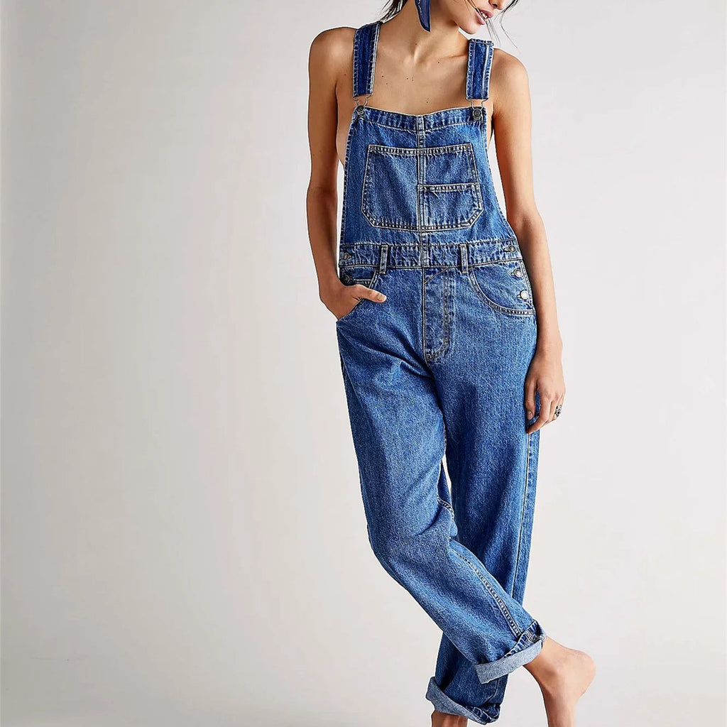 Evie | Relaxed Stretch Denim Overalls 0