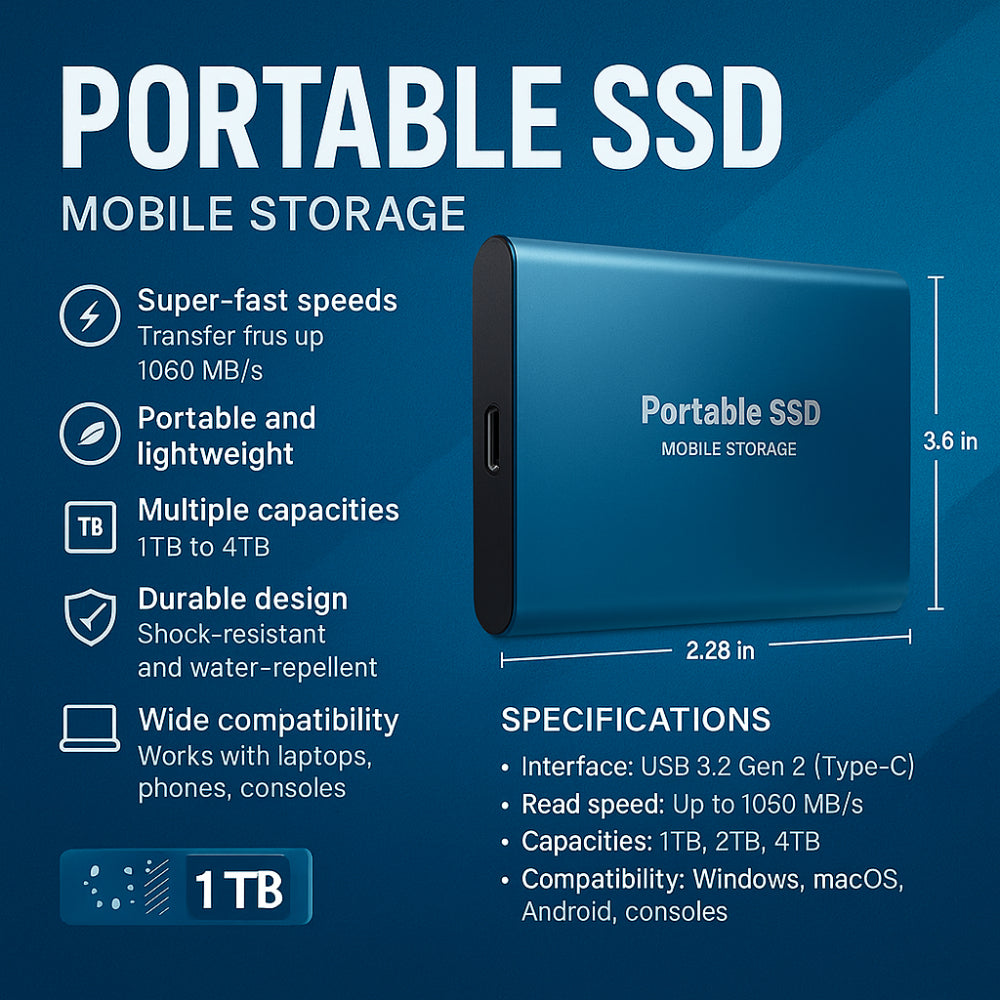 Externí SSD pevný disk hliníkový přenosný úložiště 128GB