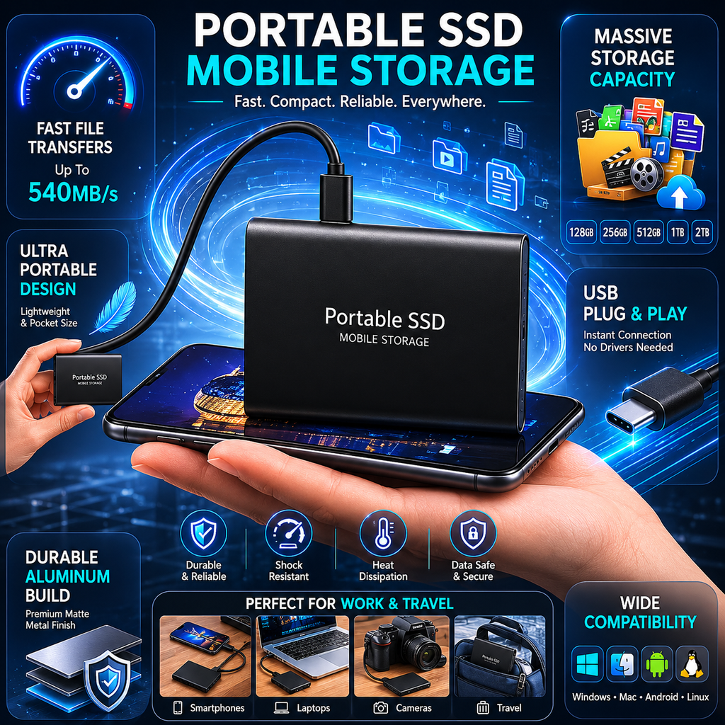 Portable External SSD Mobile Storage Device USB