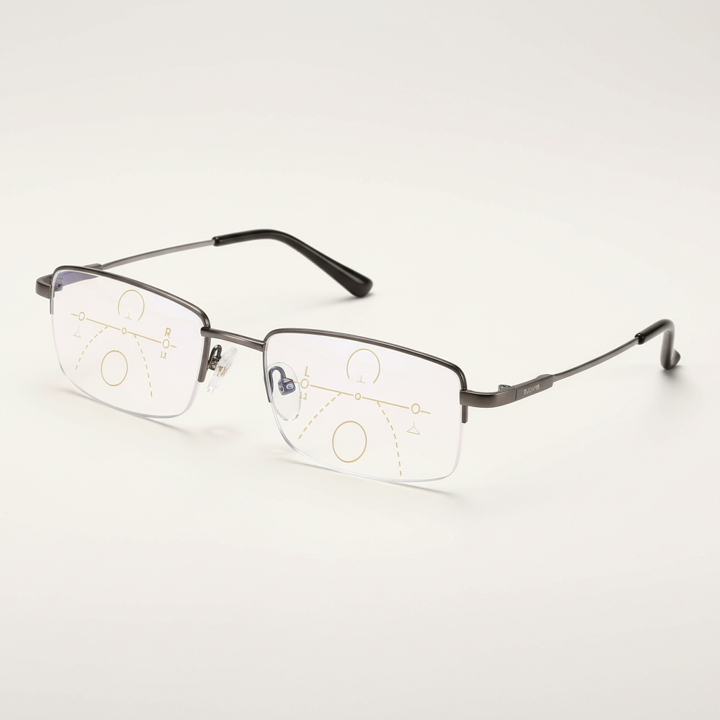 Inteligentne okulary progresywne | Technologia soczewek ARNO | Regulacja fotochromowa | Filtr światła niebieskiego i UV400 | Powłoka antyrefleksyjna | Multifokalne