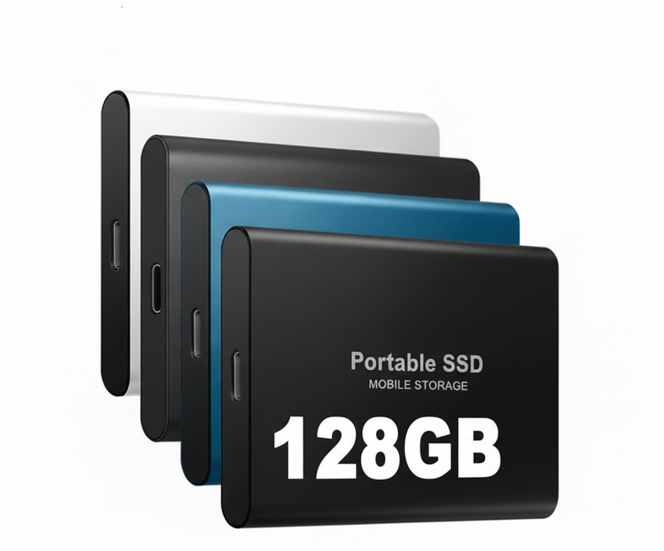 128GB External SSD | USB 3.1 & USB-C High-Speed | NVMe M.2 Technology | Shockproof Aluminum Alloy Housing | Plug & Play for PC, Mac & Mobile