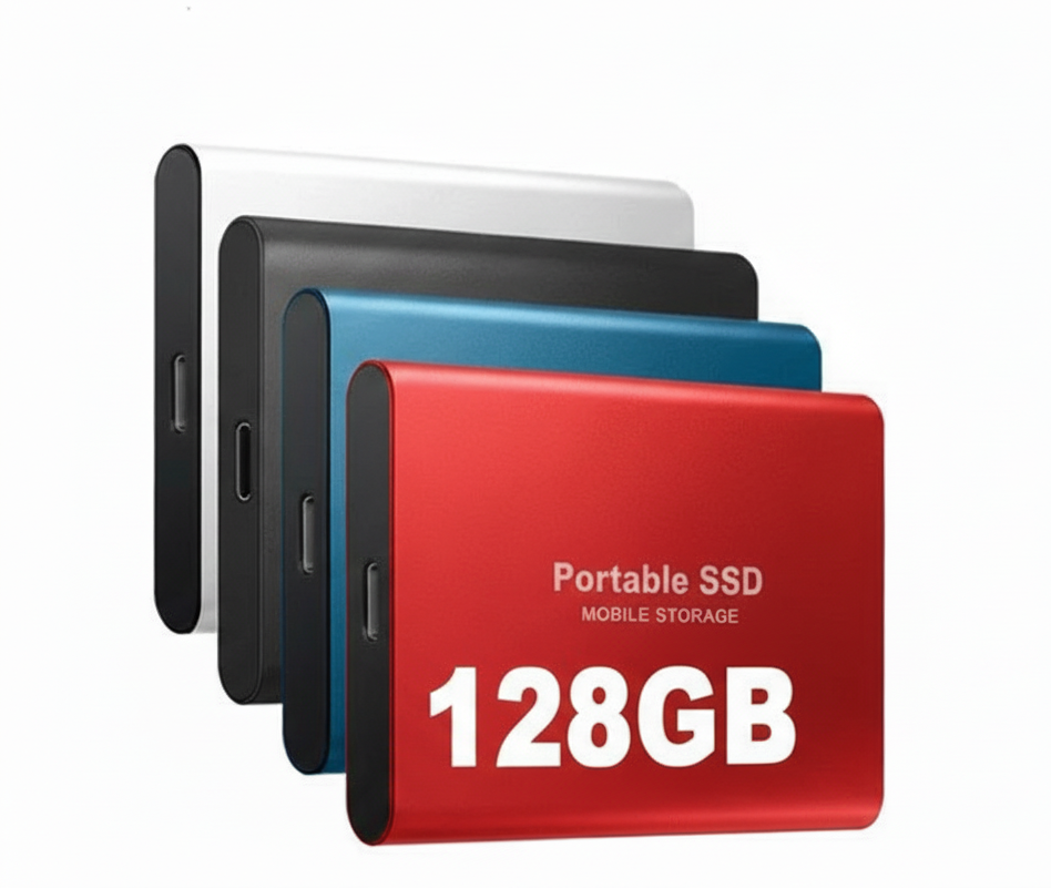128GB External SSD | USB 3.1 & USB-C High-Speed | NVMe M.2 Technology | Shockproof Aluminum Alloy Housing | Plug & Play for PC, Mac & Mobile