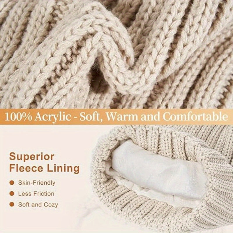Winter Knit Hat Scarf Gloves Set  Touchscreen Compatible 3-Piece - Product detail 4