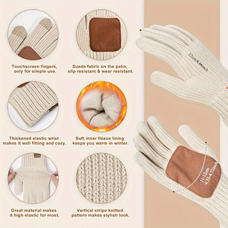 Winter Knit Hat Scarf Gloves Set  Touchscreen Compatible 3-Piece - Product detail 9